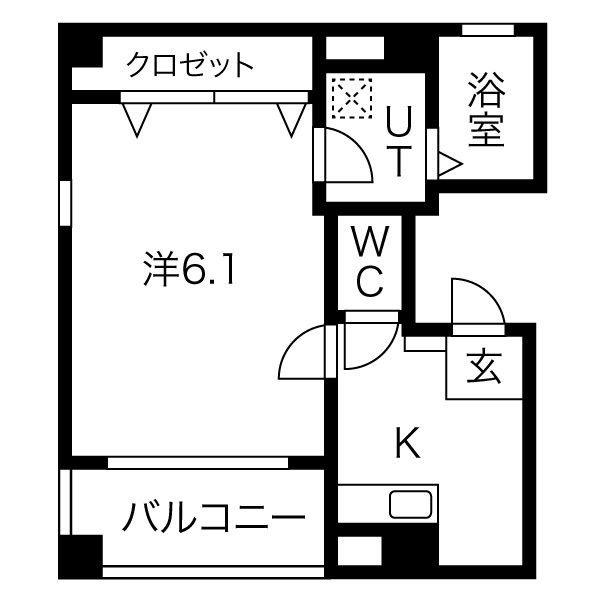 エル・ビューネ千種(1K/4階)の間取り写真