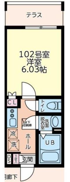 フルセイル中山Ⅱ(1K/1階)の間取り写真