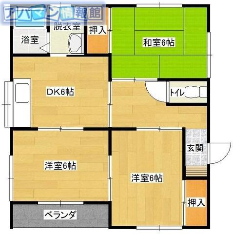 JR越後線 寺尾駅 徒歩13分 2階建 築30年(3DK/1階)の間取り写真