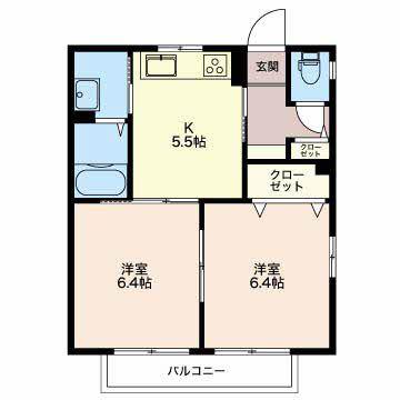 ルミエールIII(2K/2階)の間取り写真