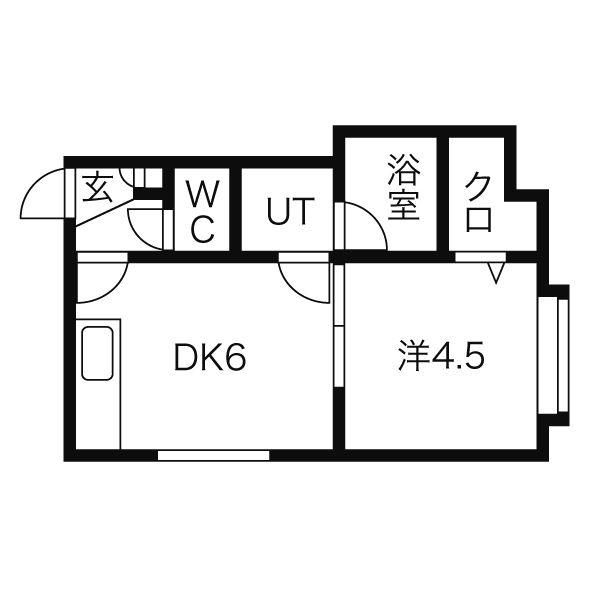DOUX KAREN PURE(1DK/2階)の間取り写真