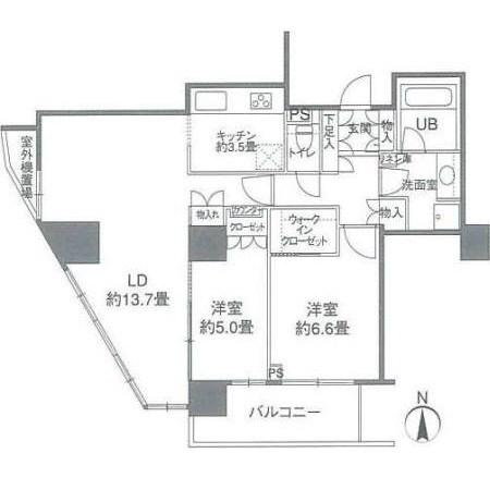 カスタリアタワー品川シーサイド(2LDK/19階)の間取り写真