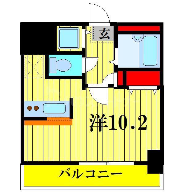 レニエ・ラ・ヴェルトゥ(ワンルーム/6階)の間取り写真