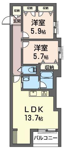 プレステージ柏陽A棟 積水ハウスシャーメゾンマンション(2LDK/3階)の間取り写真