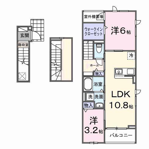 テラス シティ 八ヶ崎(2LDK/3階)の間取り写真