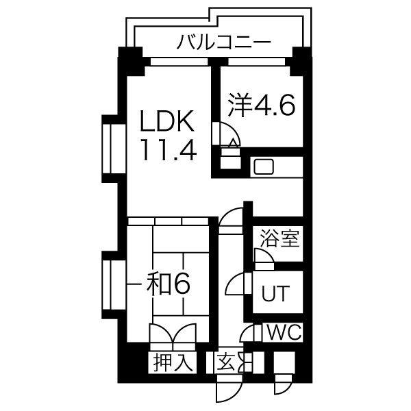 ドミ24琴似(2LDK/8階)の間取り写真