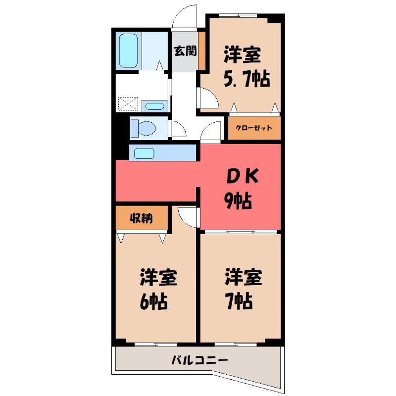 カレント(3DK/6階)の間取り写真