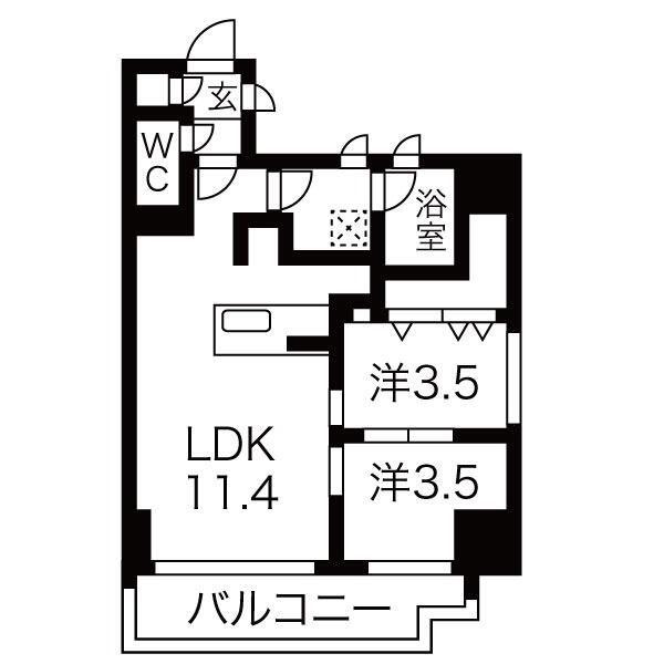 シーズンフラッツ錦糸町ウエスト(2LDK/7階)の間取り写真