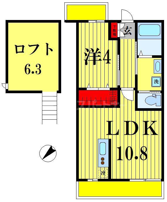 エクセラン北小金(1LDK/3階)の間取り写真