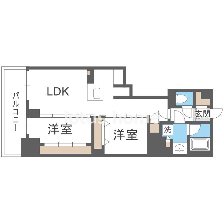 アーバネックス谷町四丁目(2LDK/2階)の間取り写真