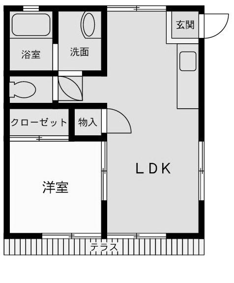石田アパート(1LDK/1階)の間取り写真