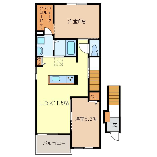 ベルアンドロス(2LDK/1階)の間取り写真