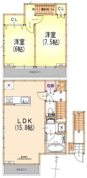 サンライズ池袋(2LDK/2階)の間取り写真
