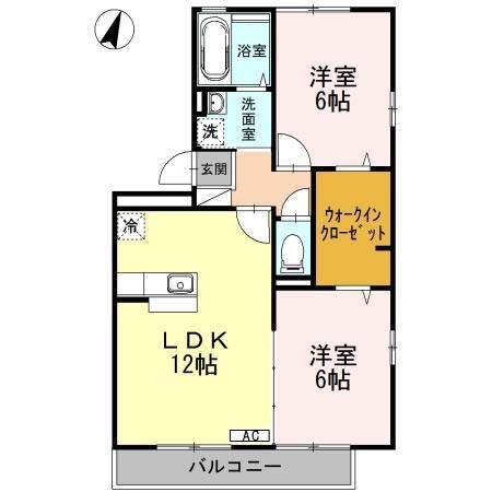 クリオコートB棟(2LDK/3階)の間取り写真