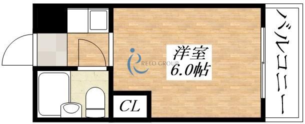 ハイム背戸口(1K/4階)の間取り写真