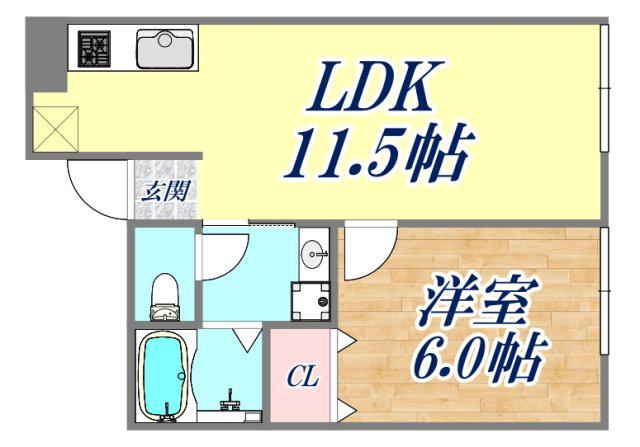 吉岡ハイツ(1LDK/2階)の間取り写真