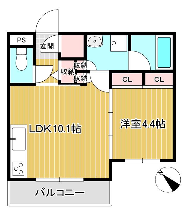 フジパレス船橋海神(1LDK/3階)の間取り写真