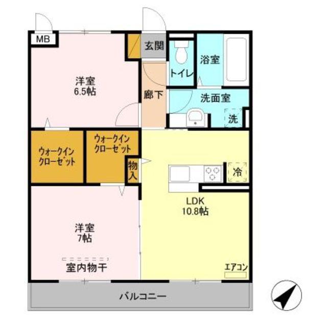 リリオコート(2LDK/2階)の間取り写真