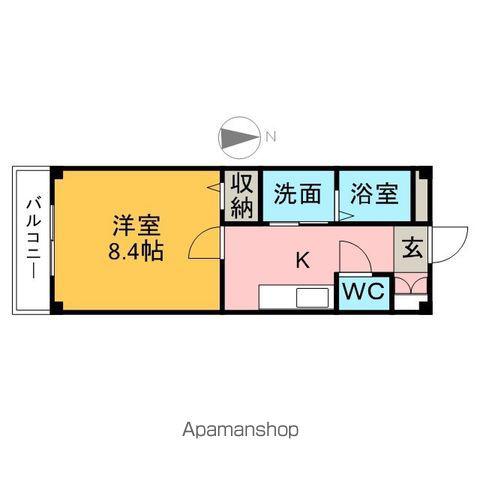 名鉄三河線 三河高浜駅 徒歩8分 3階建 築23年(1K/3階)の間取り写真