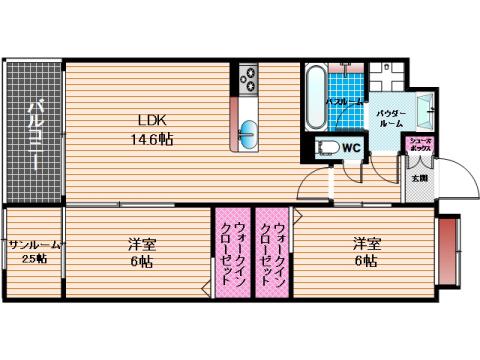 アクティブ(2LDK/3階)の間取り写真
