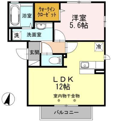 E.Iレジデンス(1LDK/3階)の間取り写真