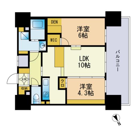 F・PARC GRANDMARK天神(2LDK/8階)の間取り写真