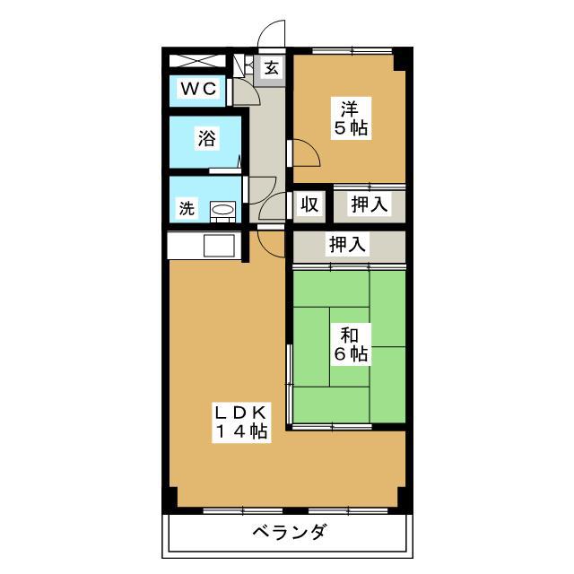 プレシャス西条(2LDK/2階)の間取り写真