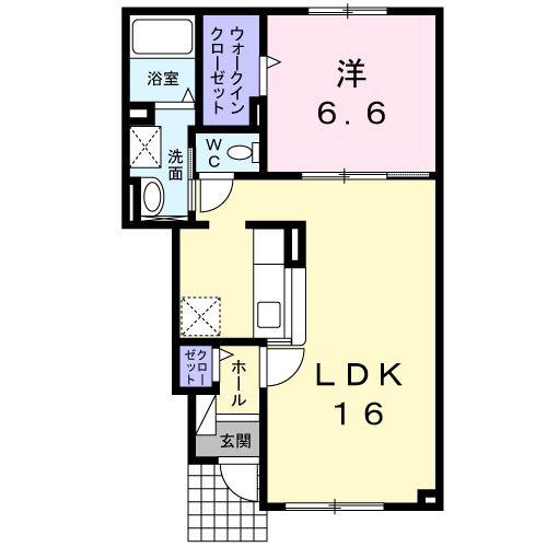 北信濃スカイハイツII(1LDK/1階)の間取り写真