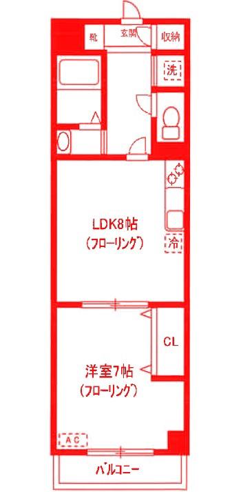 ロックベル(1LDK/3階)の間取り写真