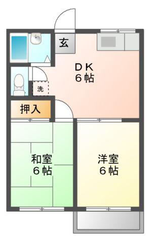 QUEEN A(2DK/2階)の間取り写真