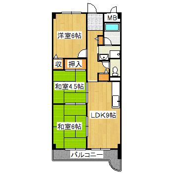 グレースコーポ(3LDK/3階)の間取り写真