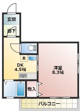SOLEIL(1DK/1階)の間取り写真