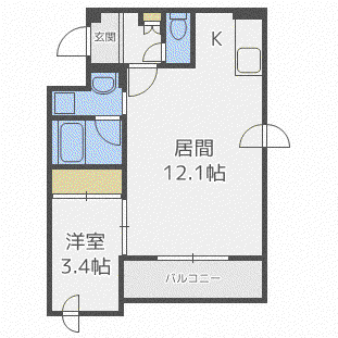 シャリテ澄川I(1LDK/2階)の間取り写真