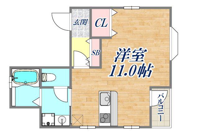 ユウワコート(ワンルーム/2階)の間取り写真