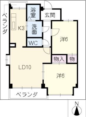 グラン・アヴェニール(2LDK/3階)の間取り写真