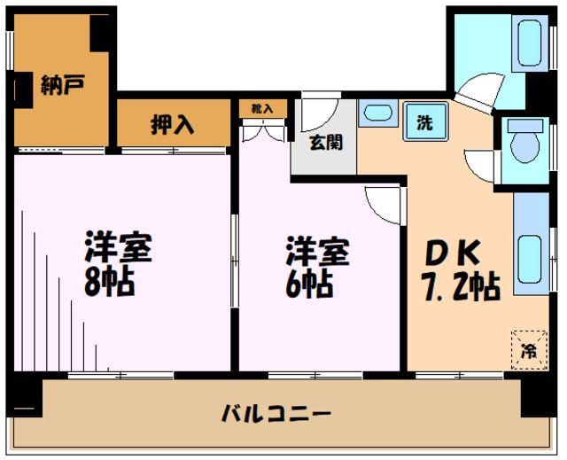 ハイツ武蔵小杉(2SDK/11階)の間取り写真
