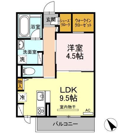 シリウス(1LDK/3階)の間取り写真