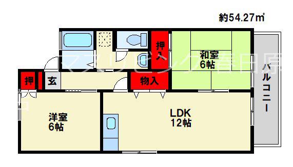 ロイヤルハイツ春日野(2LDK/2階)の間取り写真