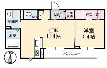 ヴィーナスコート 西崎(1LDK/3階)の間取り写真