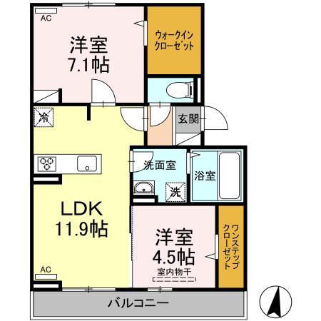 ソレイユ深津(2LDK/3階)の間取り写真