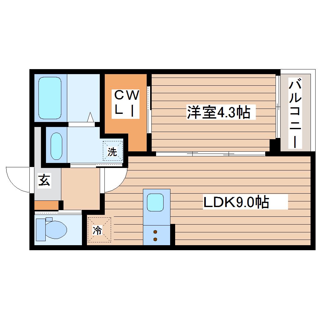 BAAN大河原(1LDK/2階)の間取り写真