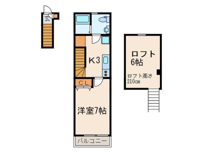 ブランド-ル成城(1K/2階)の間取り写真