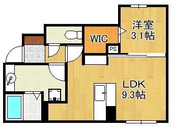 エスポワールモモ(1LDK/1階)の間取り写真