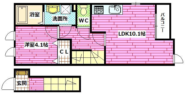 VILLA SAMAYA(1LDK/2階)の間取り写真