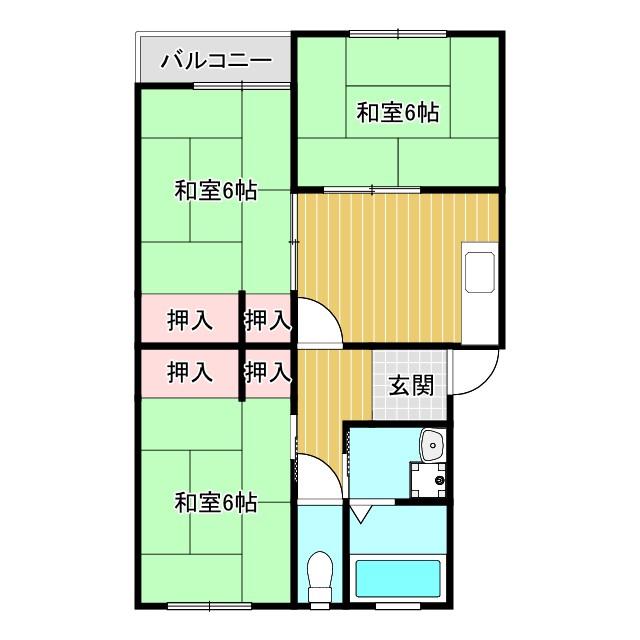 ハイネス平松(3DK/2階)の間取り写真