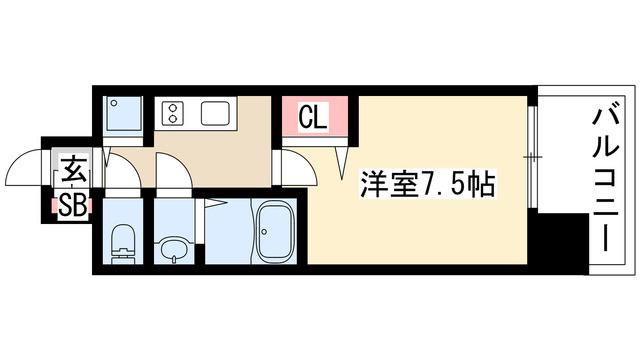 プレサンス大須観音(1K/14階)の間取り写真