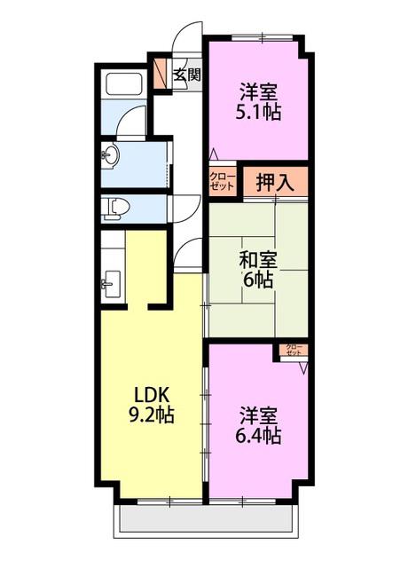 ダイアパレス青山弐番館(3LDK/2階)の間取り写真
