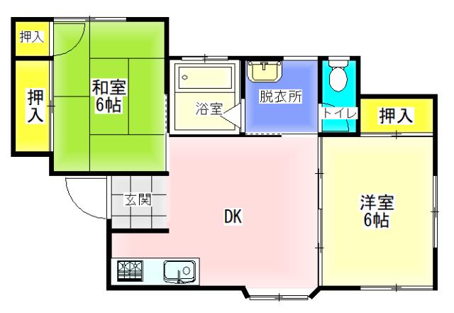 ビレッジマロン(2DK/2階)の間取り写真