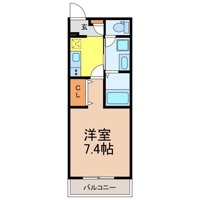 LALLURE御幸町(1K/1階)の間取り写真