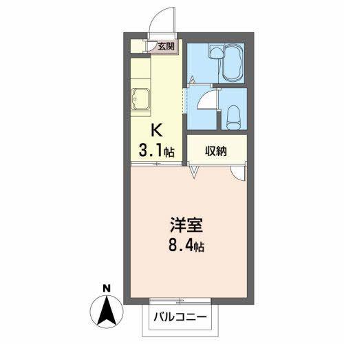 エコープラザIII(1K/2階)の間取り写真